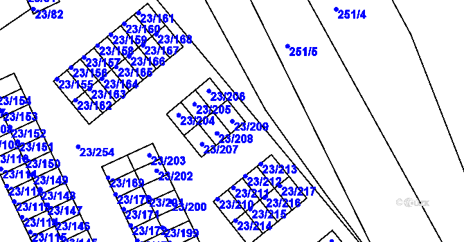 Parcela st. 23/209 v KÚ Chudeřice u Bíliny, Katastrální mapa