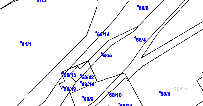 Parcela st. 68/5 v KÚ Chudeřice u Bíliny, Katastrální mapa