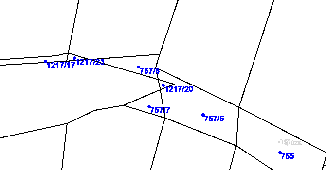 Parcela st. 1217/20 v KÚ Bílkov, Katastrální mapa