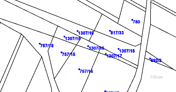 Parcela st. 1307/16 v KÚ Bílkov, Katastrální mapa