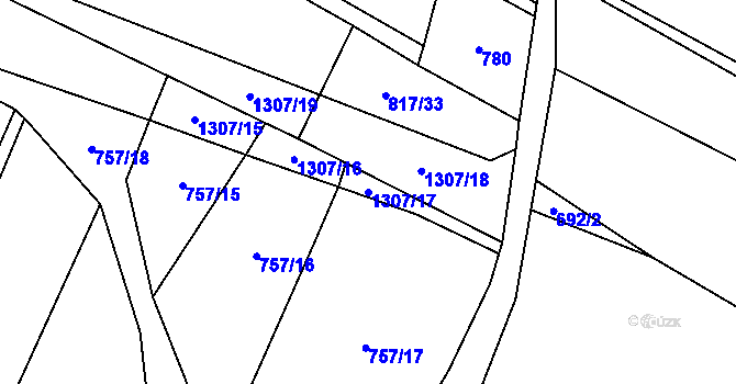 Parcela st. 1307/17 v KÚ Bílkov, Katastrální mapa