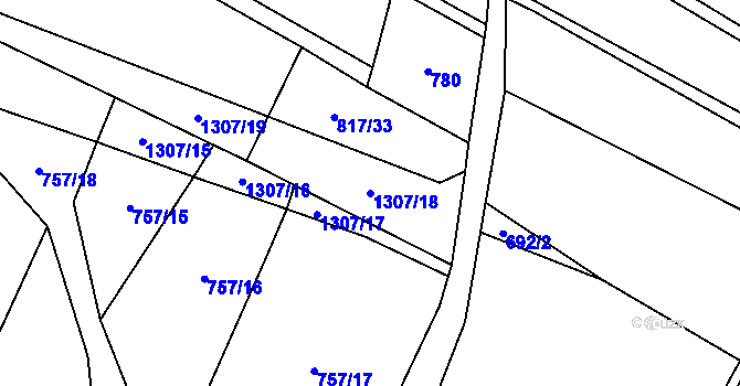 Parcela st. 1307/18 v KÚ Bílkov, Katastrální mapa