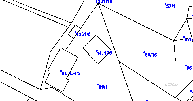 Parcela st. 178 v KÚ Bílkov, Katastrální mapa