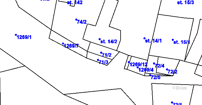 Parcela st. 71/2 v KÚ Bílkov, Katastrální mapa