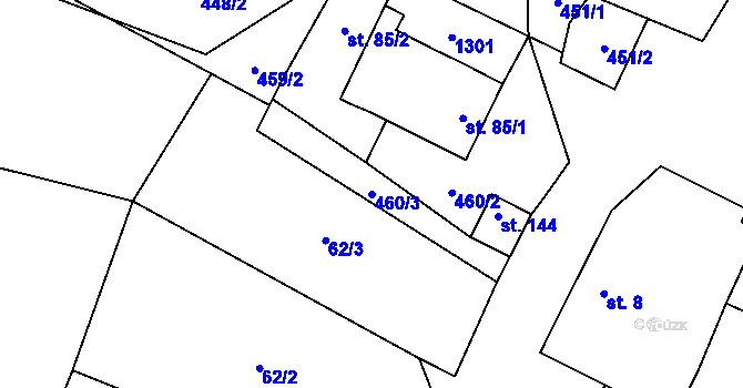 Parcela st. 460/3 v KÚ Bílkov, Katastrální mapa
