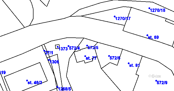 Parcela st. 572/5 v KÚ Bílkov, Katastrální mapa