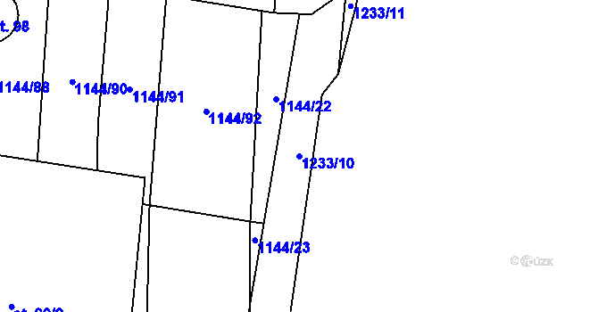 Parcela st. 1233/10 v KÚ Bílov v Čechách, Katastrální mapa