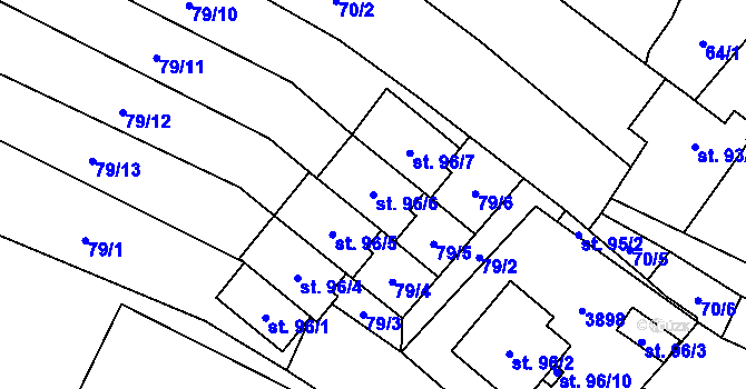 Parcela st. 96/6 v KÚ Bílov, Katastrální mapa