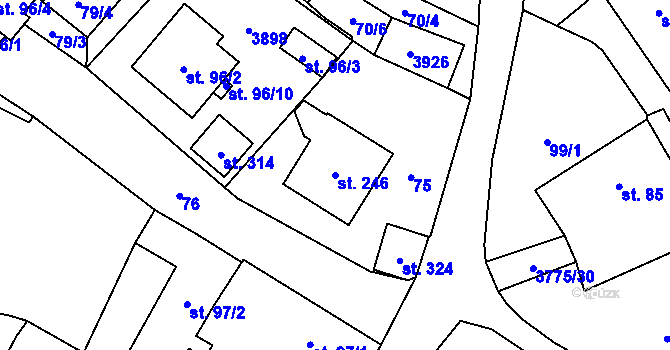 Parcela st. 246 v KÚ Bílov, Katastrální mapa
