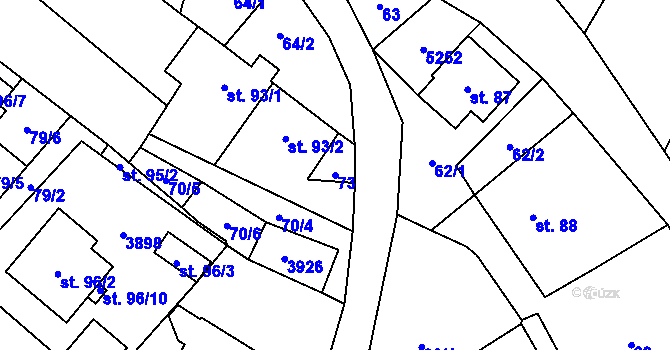 Parcela st. 73 v KÚ Bílov, Katastrální mapa
