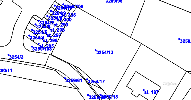 Parcela st. 3254/13 v KÚ Bílov, Katastrální mapa