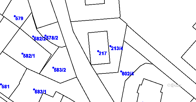 Parcela st. 217 v KÚ Bílovec-město, Katastrální mapa