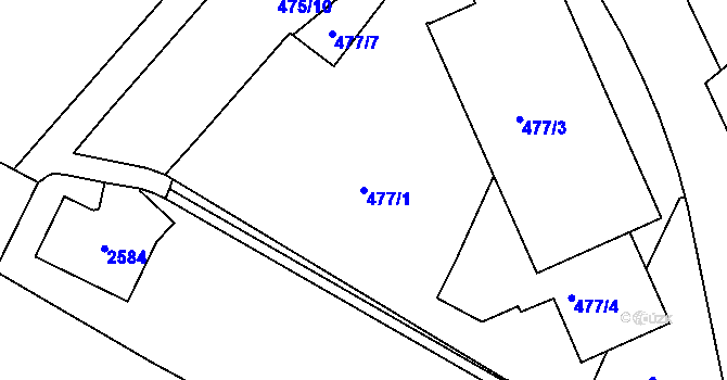 Parcela st. 477/1 v KÚ Bílovec-město, Katastrální mapa