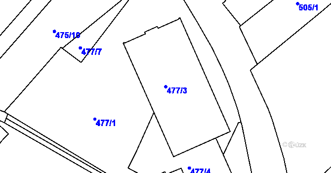 Parcela st. 477/3 v KÚ Bílovec-město, Katastrální mapa