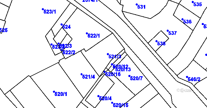 Parcela st. 521 v KÚ Bílovec-město, Katastrální mapa