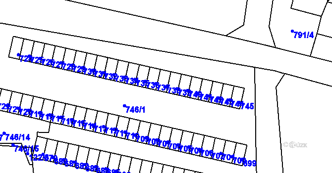 Parcela st. 738 v KÚ Bílovec-město, Katastrální mapa