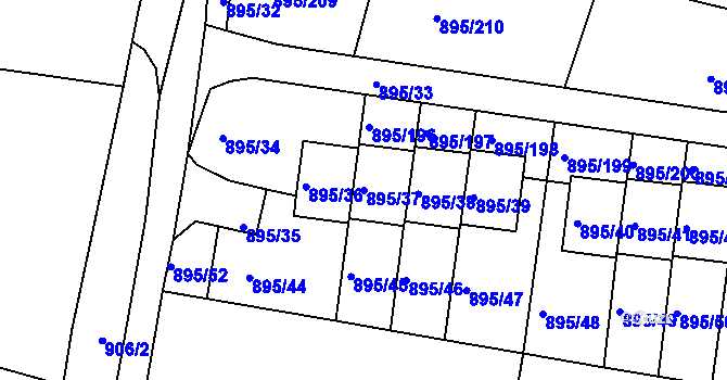 Parcela st. 895/37 v KÚ Bílovec-město, Katastrální mapa