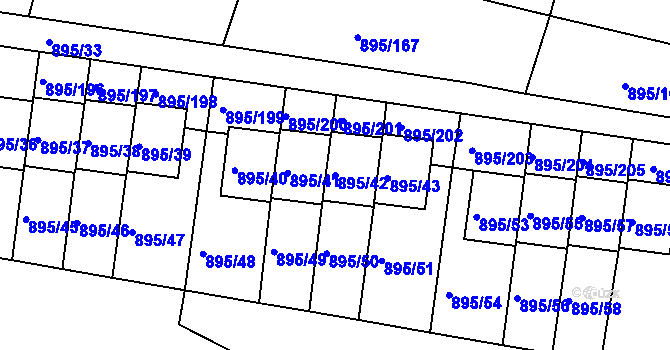 Parcela st. 895/42 v KÚ Bílovec-město, Katastrální mapa