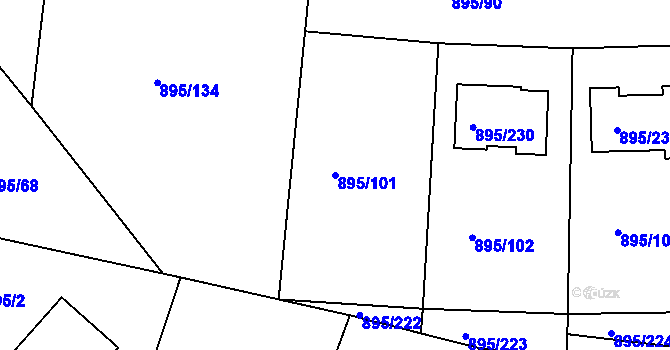 Parcela st. 895/101 v KÚ Bílovec-město, Katastrální mapa