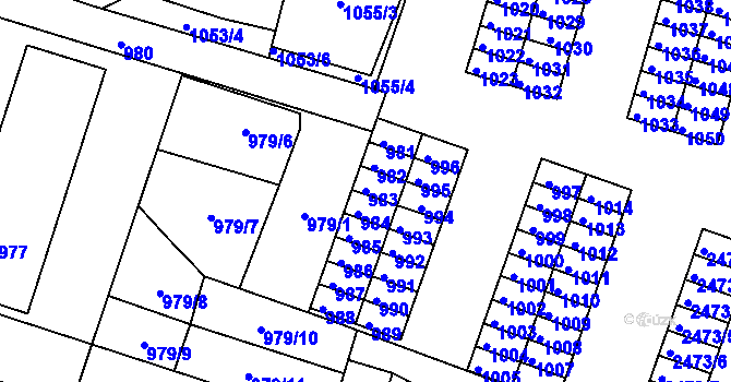 Parcela st. 983 v KÚ Bílovec-město, Katastrální mapa