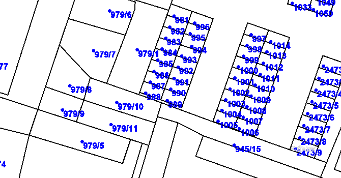 Parcela st. 990 v KÚ Bílovec-město, Katastrální mapa