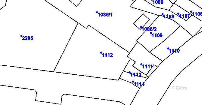 Parcela st. 1112 v KÚ Bílovec-město, Katastrální mapa