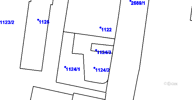 Parcela st. 1124/3 v KÚ Bílovec-město, Katastrální mapa