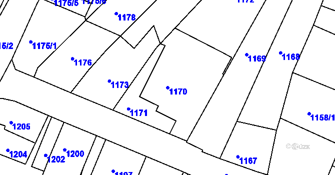 Parcela st. 1170 v KÚ Bílovec-město, Katastrální mapa