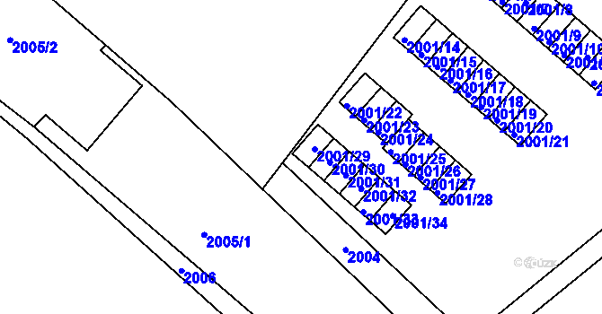 Parcela st. 2001/29 v KÚ Bílovec-město, Katastrální mapa
