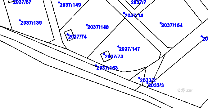 Parcela st. 2037/73 v KÚ Bílovec-město, Katastrální mapa