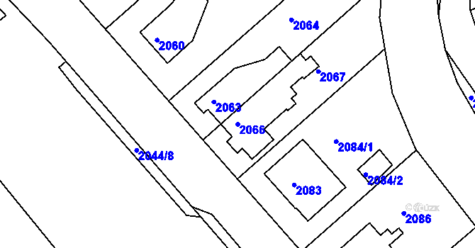 Parcela st. 2066 v KÚ Bílovec-město, Katastrální mapa
