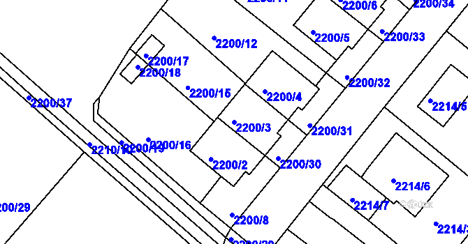 Parcela st. 2200/3 v KÚ Bílovec-město, Katastrální mapa