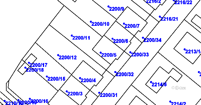 Parcela st. 2200/5 v KÚ Bílovec-město, Katastrální mapa