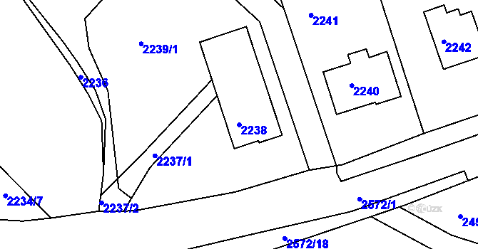 Parcela st. 2238 v KÚ Bílovec-město, Katastrální mapa
