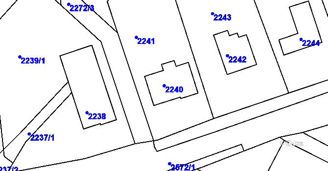 Parcela st. 2240 v KÚ Bílovec-město, Katastrální mapa