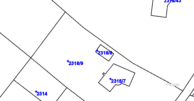 Parcela st. 2318/8 v KÚ Bílovec-město, Katastrální mapa