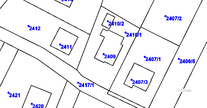 Parcela st. 2409 v KÚ Bílovec-město, Katastrální mapa