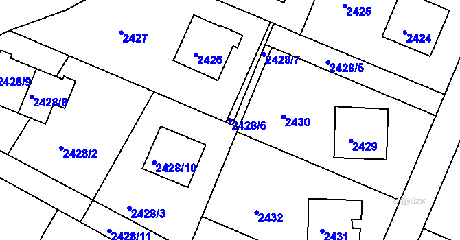 Parcela st. 2428/6 v KÚ Bílovec-město, Katastrální mapa
