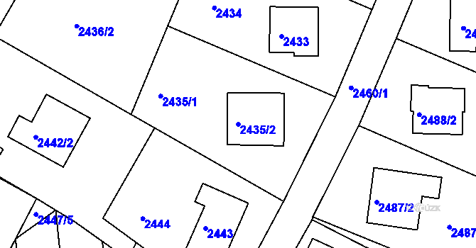 Parcela st. 2435/2 v KÚ Bílovec-město, Katastrální mapa