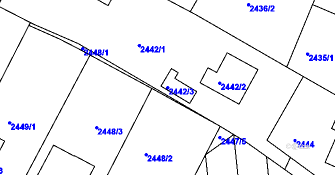 Parcela st. 2442/3 v KÚ Bílovec-město, Katastrální mapa