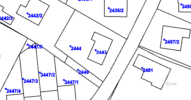 Parcela st. 2443 v KÚ Bílovec-město, Katastrální mapa