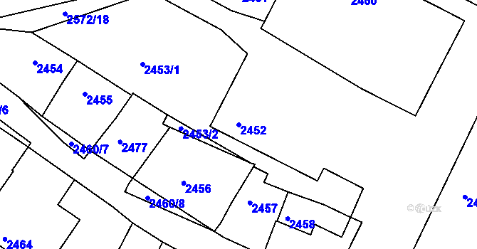 Parcela st. 2452 v KÚ Bílovec-město, Katastrální mapa