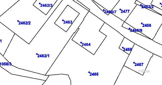 Parcela st. 2464 v KÚ Bílovec-město, Katastrální mapa