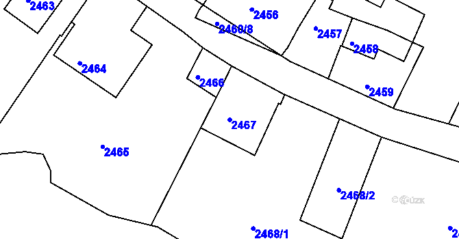 Parcela st. 2467 v KÚ Bílovec-město, Katastrální mapa