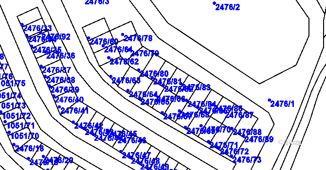 Parcela st. 2476/82 v KÚ Bílovec-město, Katastrální mapa