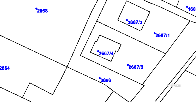 Parcela st. 2667/4 v KÚ Bílovec-město, Katastrální mapa