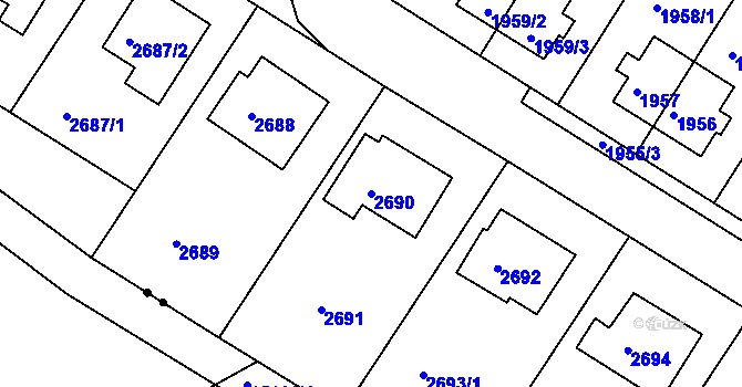 Parcela st. 2690 v KÚ Bílovec-město, Katastrální mapa