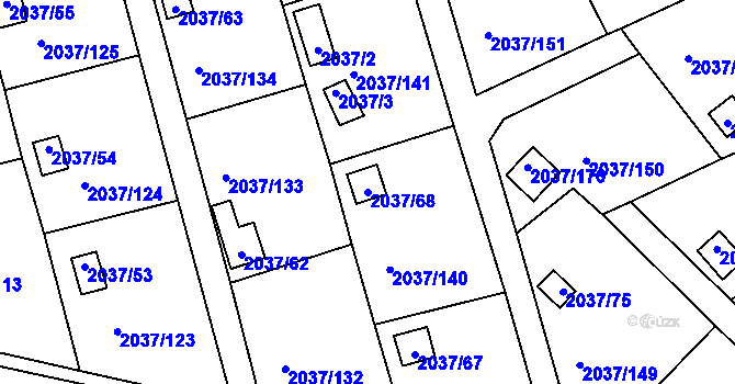 Parcela st. 2037/68 v KÚ Bílovec-město, Katastrální mapa