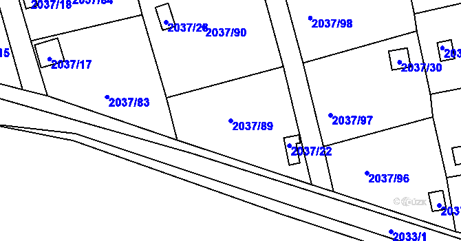 Parcela st. 2037/89 v KÚ Bílovec-město, Katastrální mapa