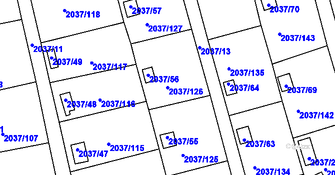 Parcela st. 2037/126 v KÚ Bílovec-město, Katastrální mapa